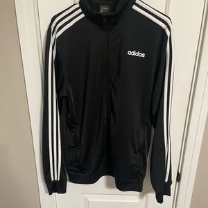 black x white Adidas striped track
jacket